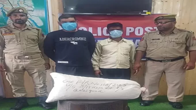Two drug dealers were detained in Kulgam, and a contraband substance was found